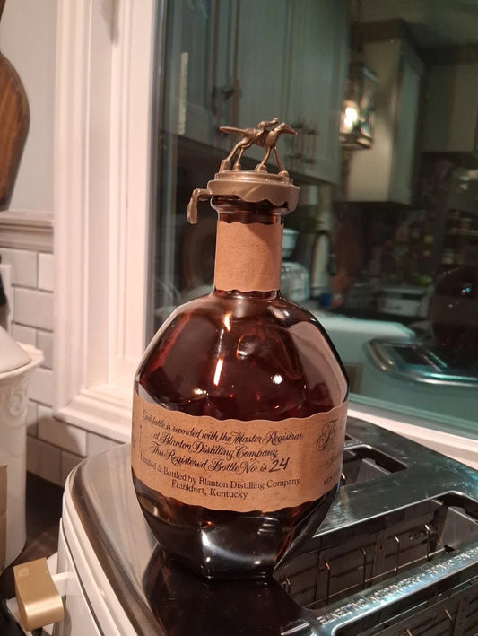 Blanton's Bourbon~Whiskey AMBER COLORED GLASS BOTTLE.